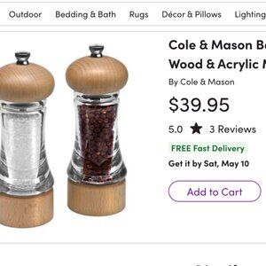 Cole & Mason 6.5" Beech Wood Salt and Pepper Mill Set